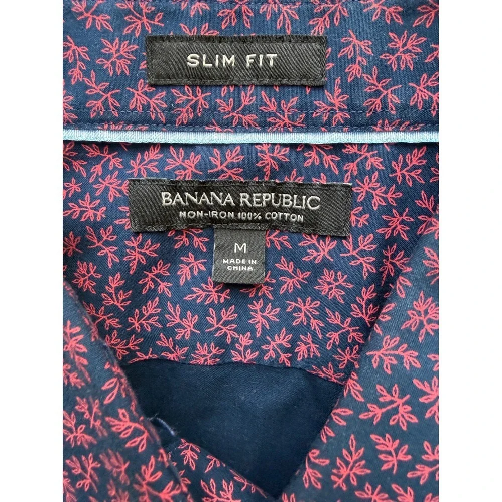 Banana Republic Slim Fit Non Iron Cotton Mens Button Down Shirt M Paisley